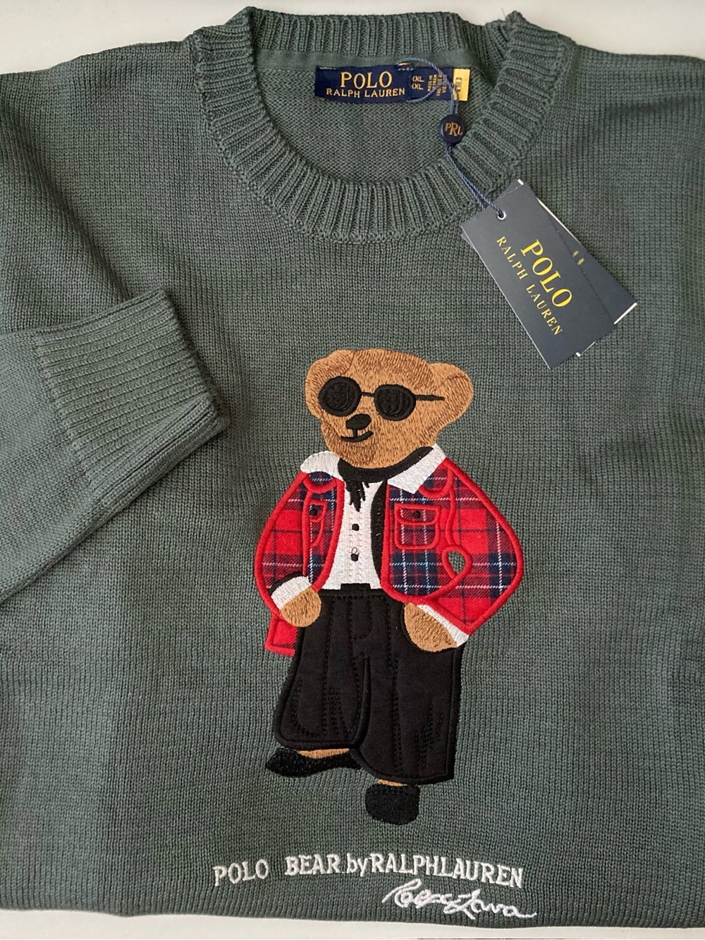 Polo Bear Ralph Lauren Knit Sweater Brown 100% Cotton 2XL Crew Neck Women’s New